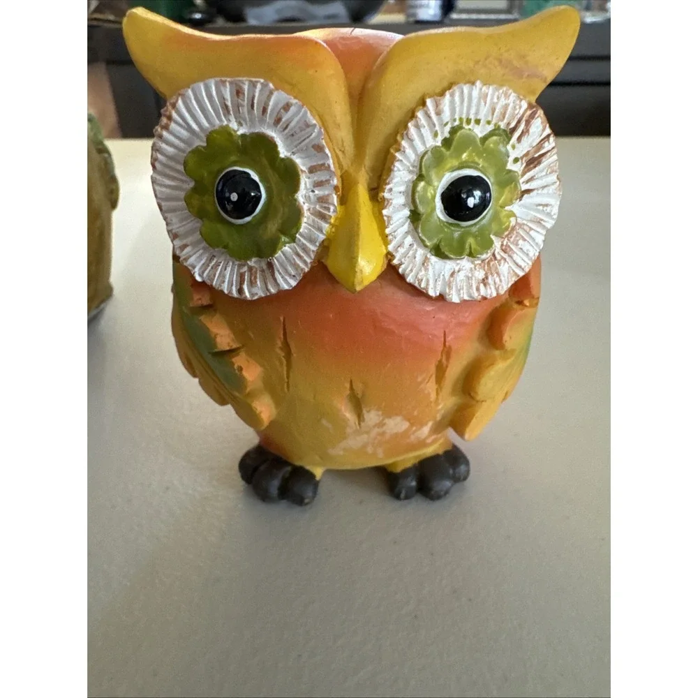 Owl Bobble Head Pumpkin Figurine + 2 Decoration Thanksgiving Fall Decor